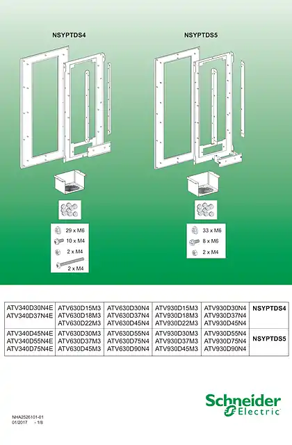 schneider施耐德Variable speed drive flush-mounting kits - Sizes 4_ 5 - Instruction sheet